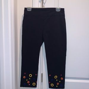 Black trousers with colored design ankle by D.F.A. New York